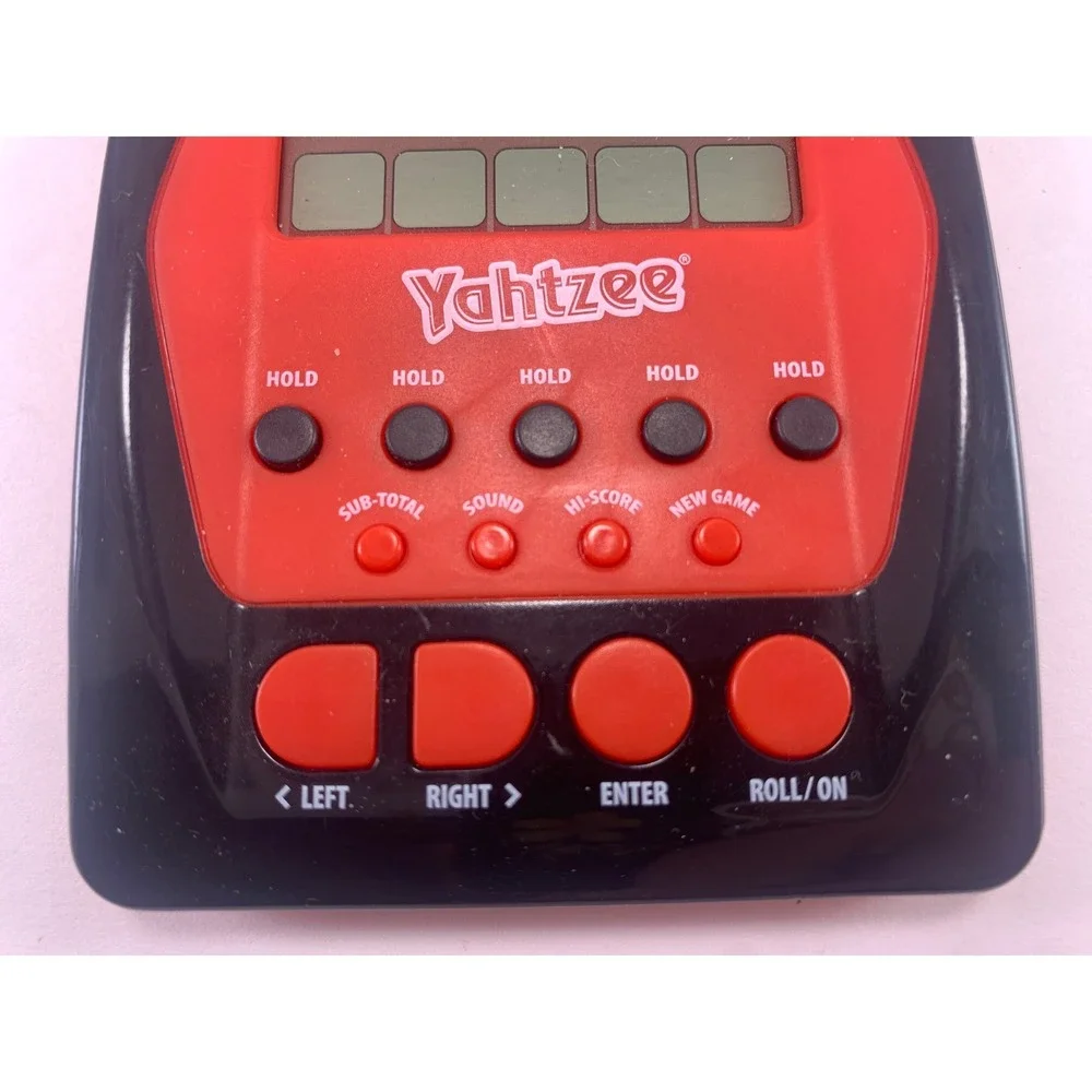 Hasbro Yahtzee Handheld Electronic Game 2012 Red Black Travel Dice Game A2125